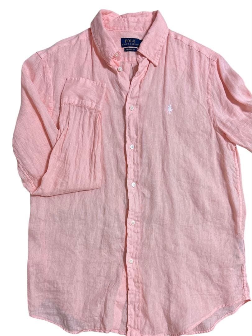Polo Ralph Lauren ラルフローレン　リネンシャツ ピンク　長袖 クラシック フィット リネン シャツ WMPOSHTNDO21080