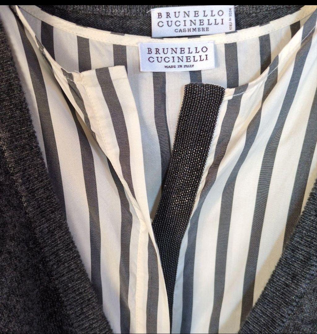 BRUNELLO CUCINELLI カシミヤ Vネックニット Mシルクトップス