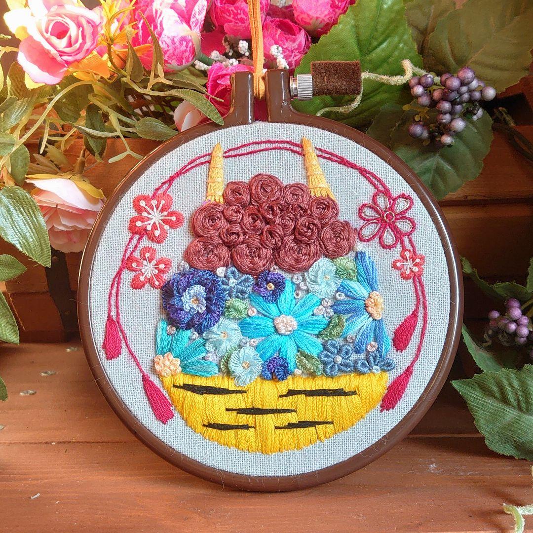 №186 節分 青鬼さん 手刺繍フレーム 刺繍フレーム ハンドメイド - メルカリ