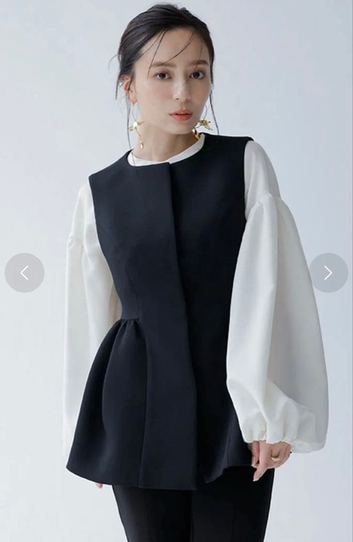 アニュアンス　シアーボリュームスリーブブラウス　アイボリー　シャツ　ブラウス