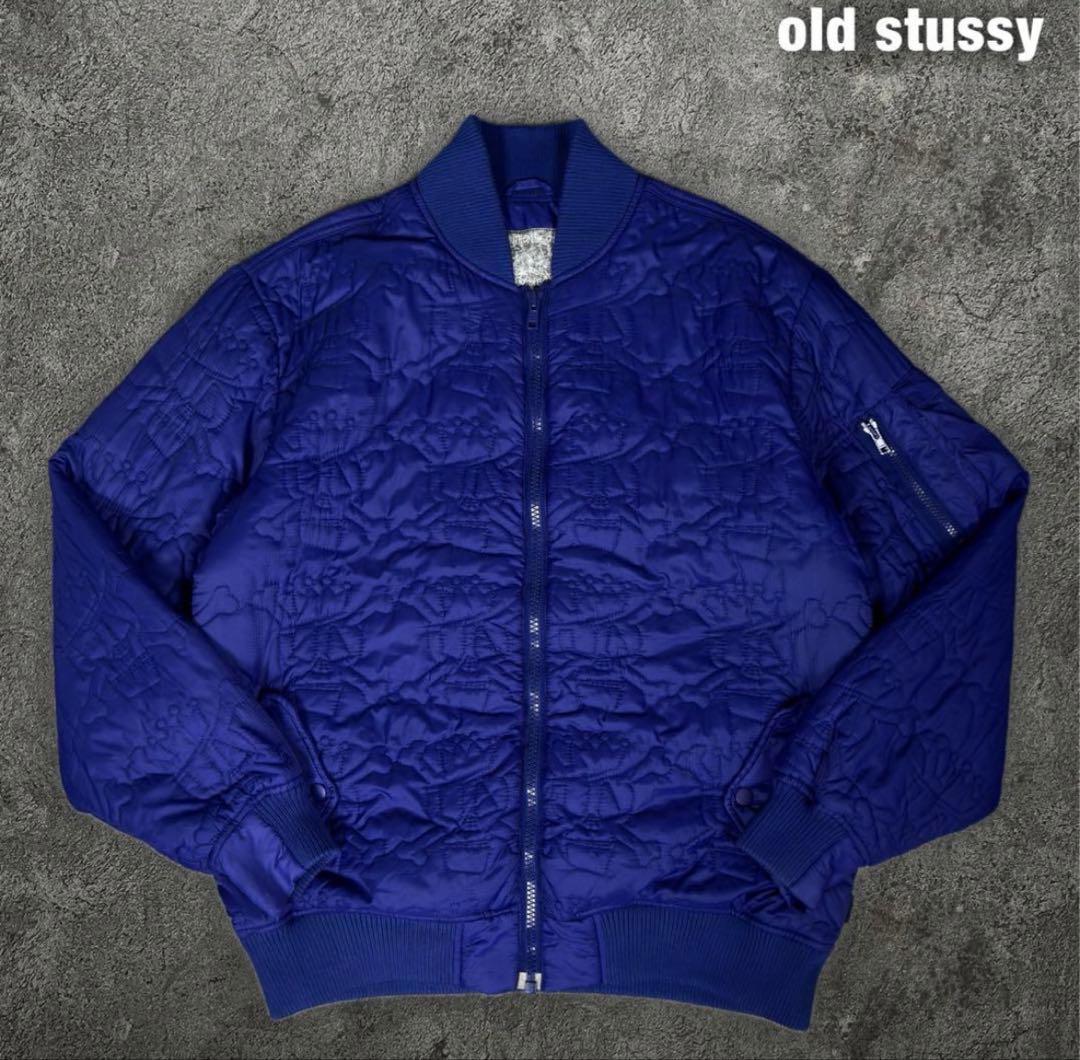 old stussy 00s ドクロ キルティング ボンバー ジャケット