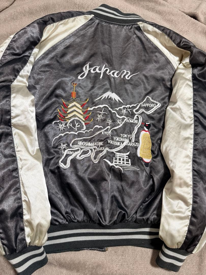 美品 Jungle Storm 日本地図芸者 スカジャン vintage サテン