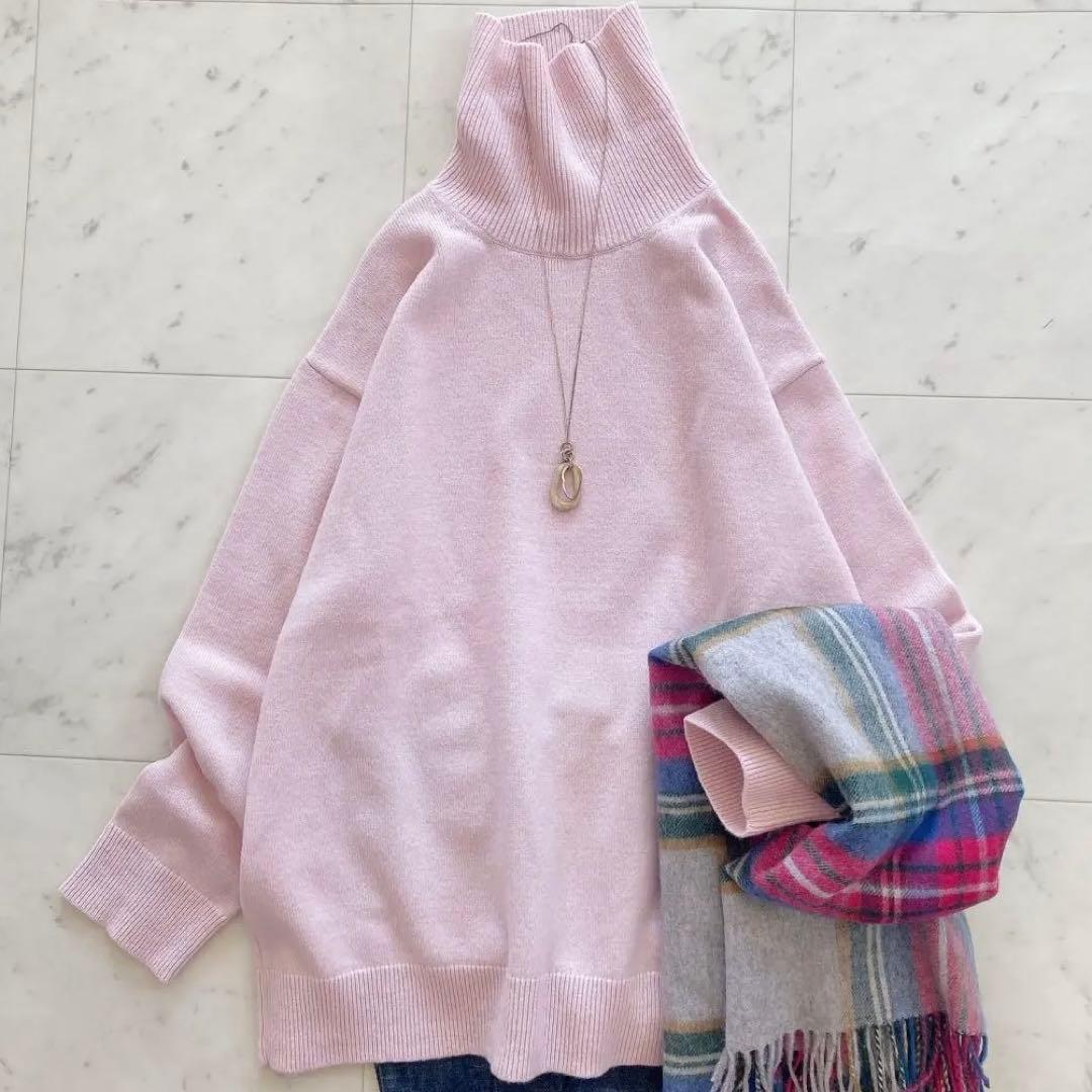 美品　GALERIE VIE ファインウールライトタートルネックニット ピンク
