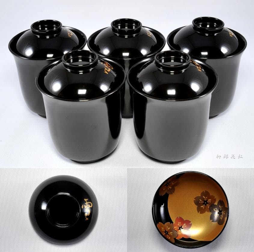 輪島塗 雪月花蒔絵 小吸物椀 五 懐石道具