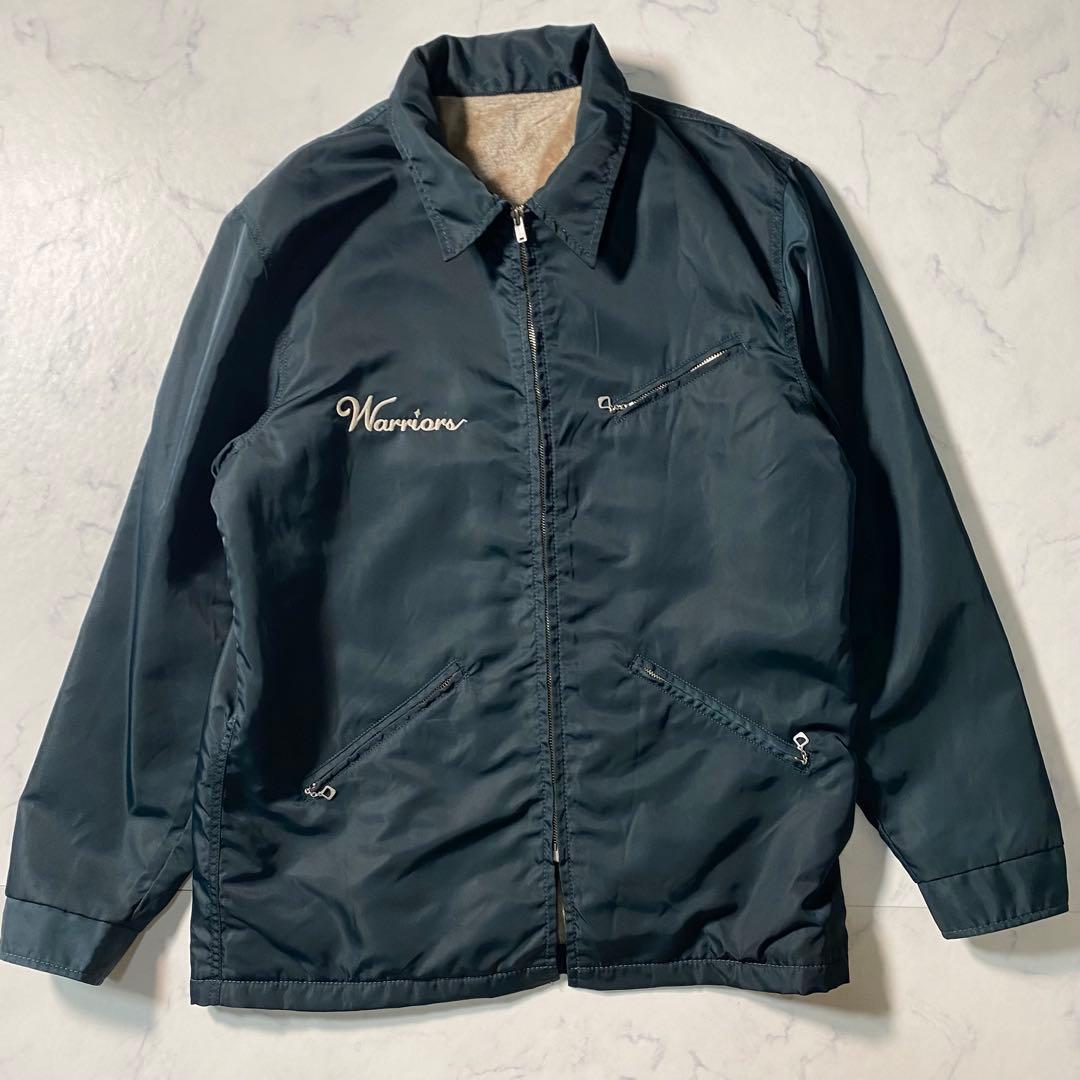 【美品】フラットヘッド　ナイロンジャケット　刺繍　ボア　大きいサイズ　ブルゾン