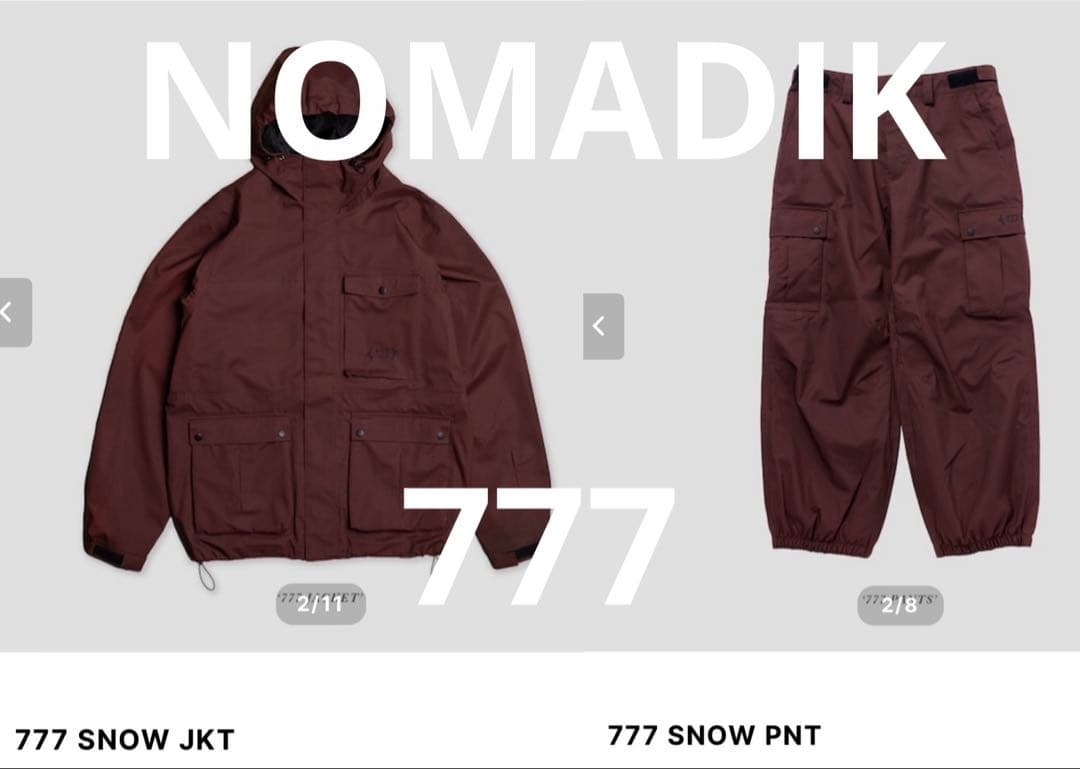 ノマディック Nomadik 777 ウェア　上L 下XL NOMADIK（ノマディック） 25-26 NOMADIK/ノマディック 777 jacket