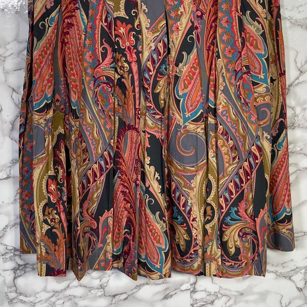 MARGARET HOWELL （II） ペイズリー柄プリーツスカート ピンク系