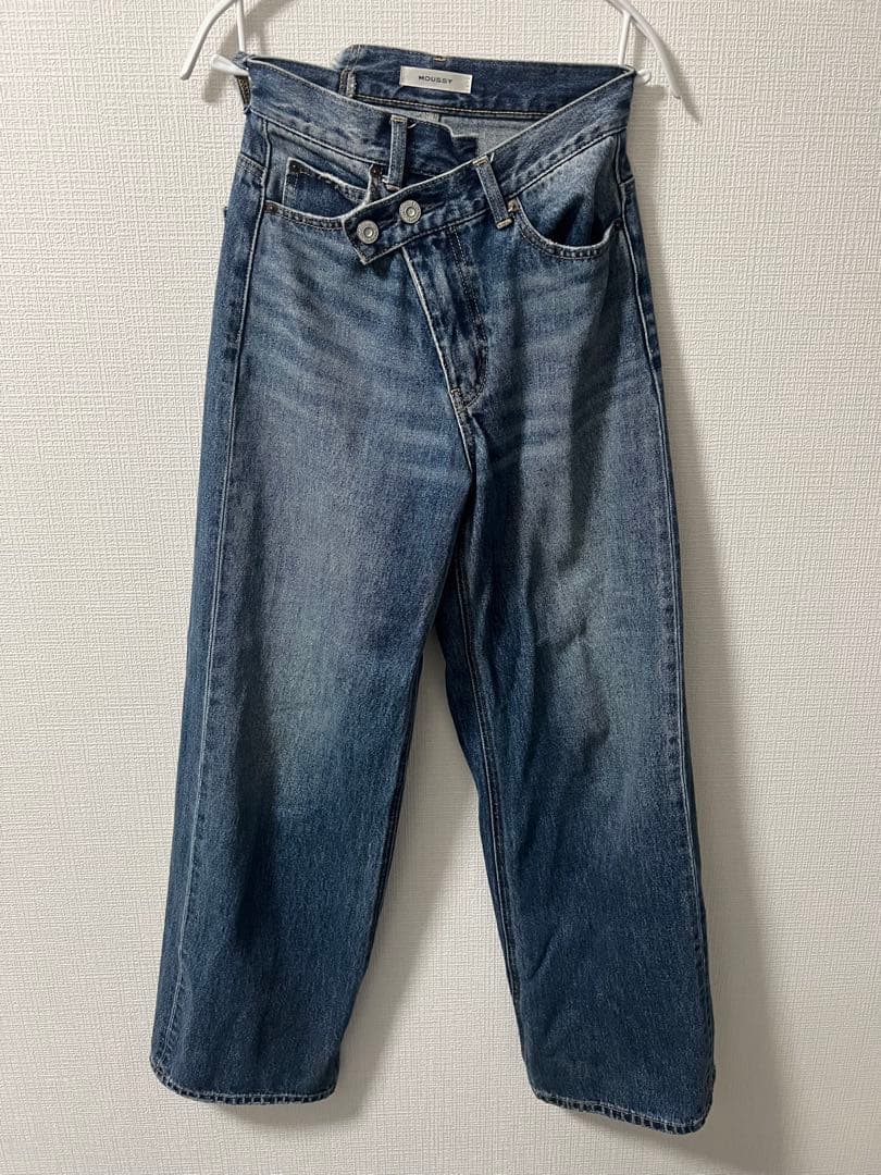 パンツ MOUSSY CROSS WAIST WIDE STRAIGHT D/BLU moussy｜CROSS WAIST WIDE STRAIGHT | Rakuten Fashion(楽天