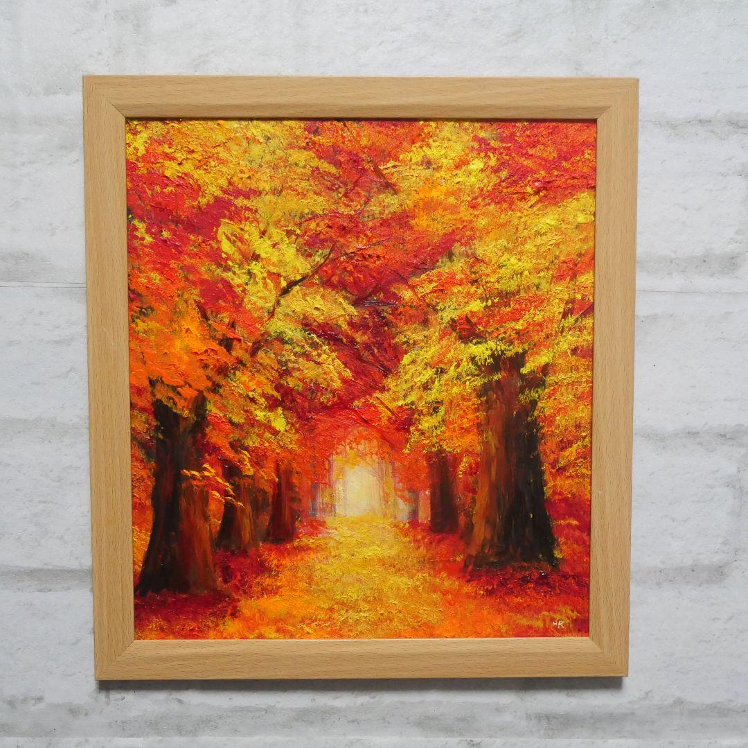 油絵 油彩 油彩画 絵 絵画 【紅葉の秋】