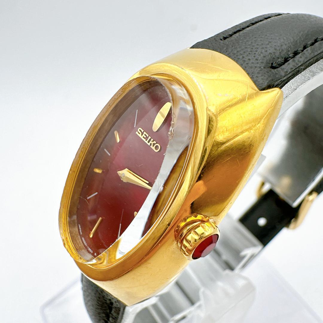 美品 稼動 SEIKO セイコー クォーツ 赤文字盤 レディース腕時計