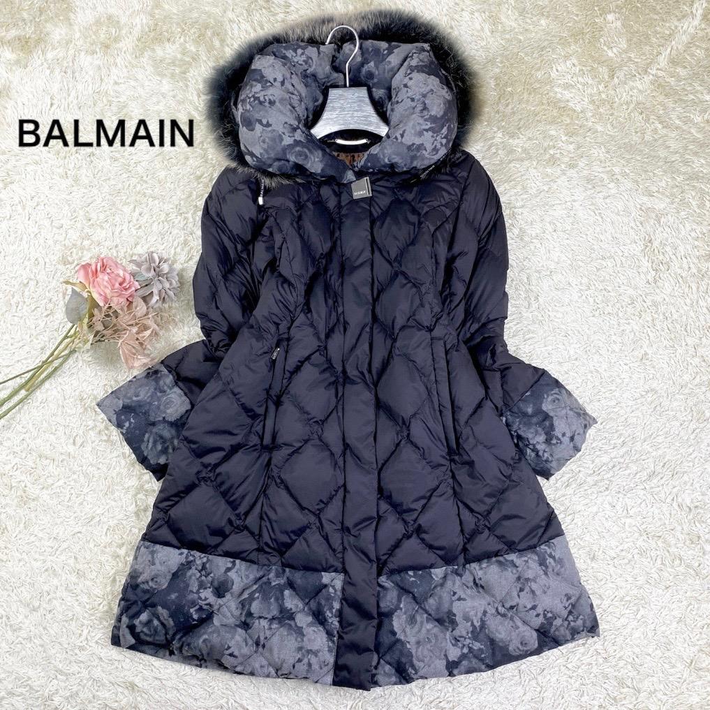 美品】バルマン ダウンコート ブルーフォックスファー 毛皮 3way L 黒