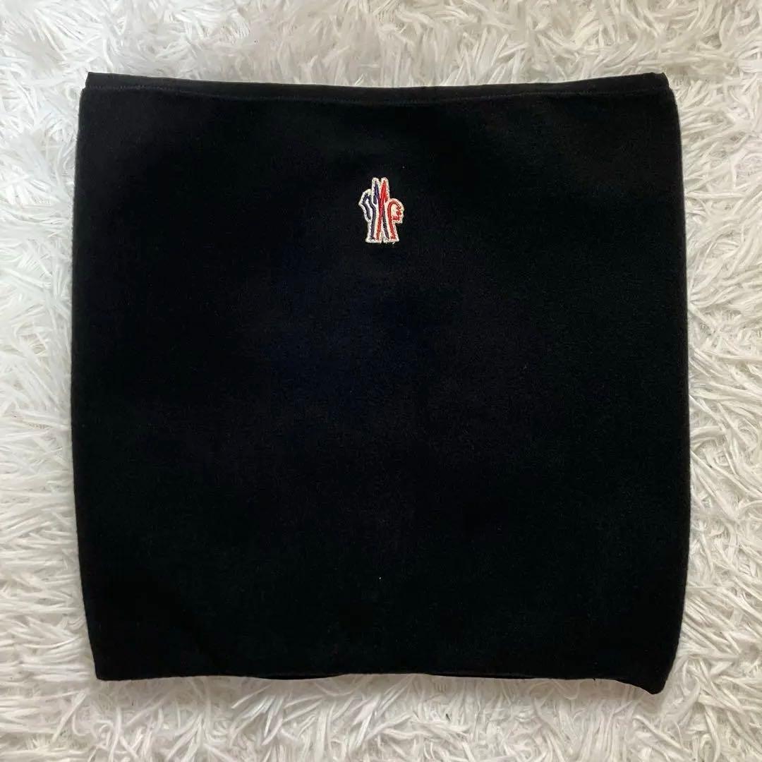 極美品　モンクレールグルノーブル ロゴ ネックウォーマー ブラック