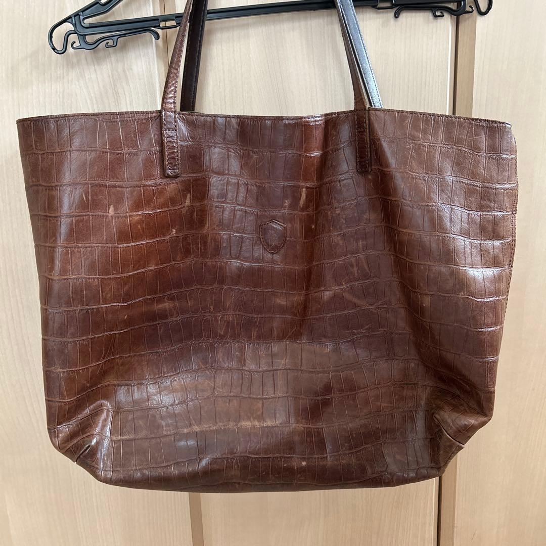 フェリージ　11-91 クロコ型押し　ブラウン　レザー　トートバッグ