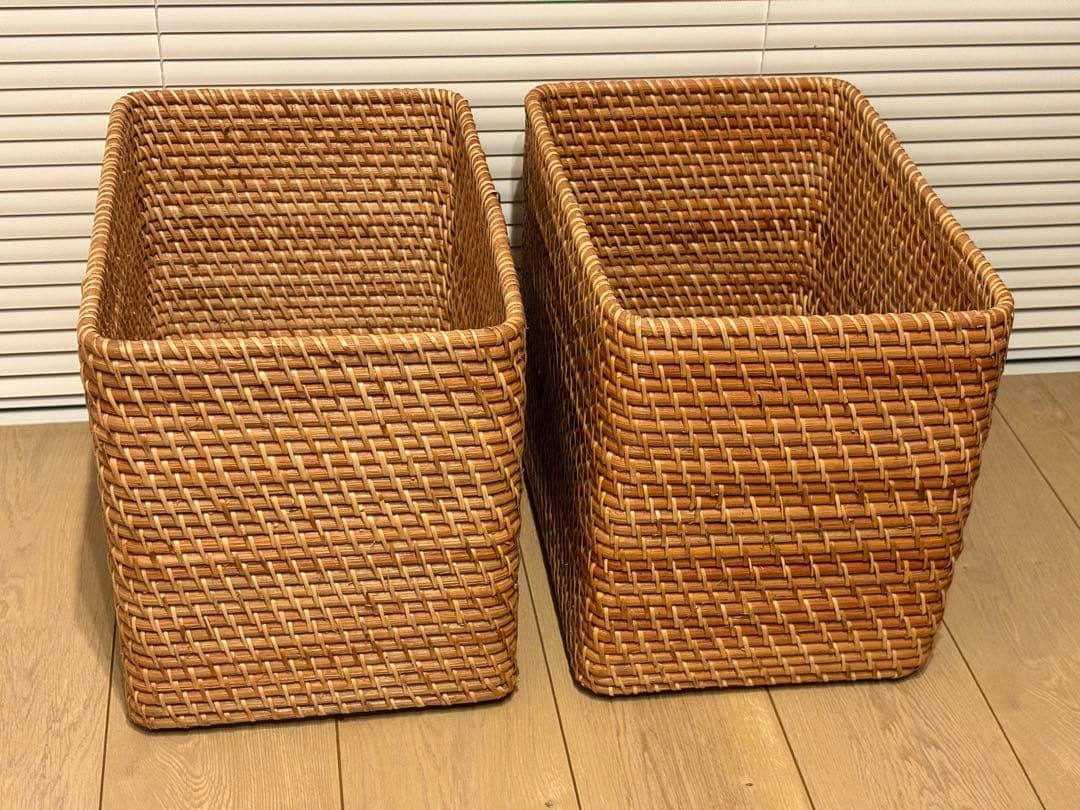 無印良品 ラタン長方形バスケット 特大 重なるラタン長方形バスケット・特大 | 無印良品