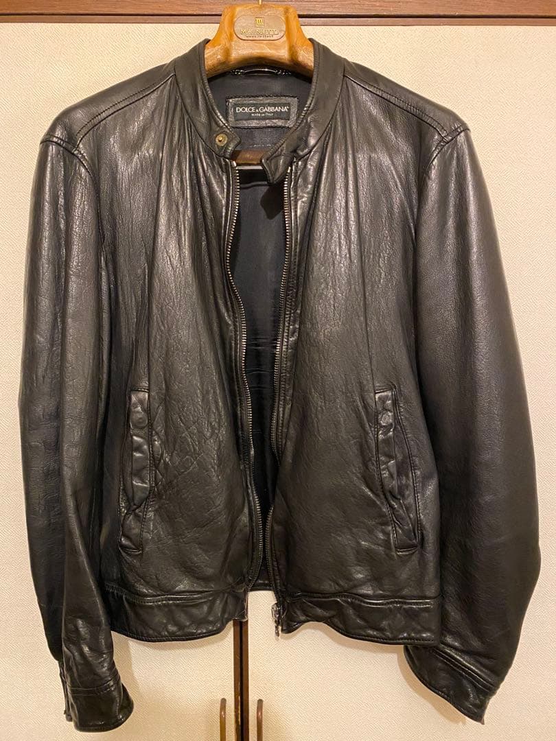 ドルチェ&ガッバーナ ラムスキン ライダース ジャケット 48