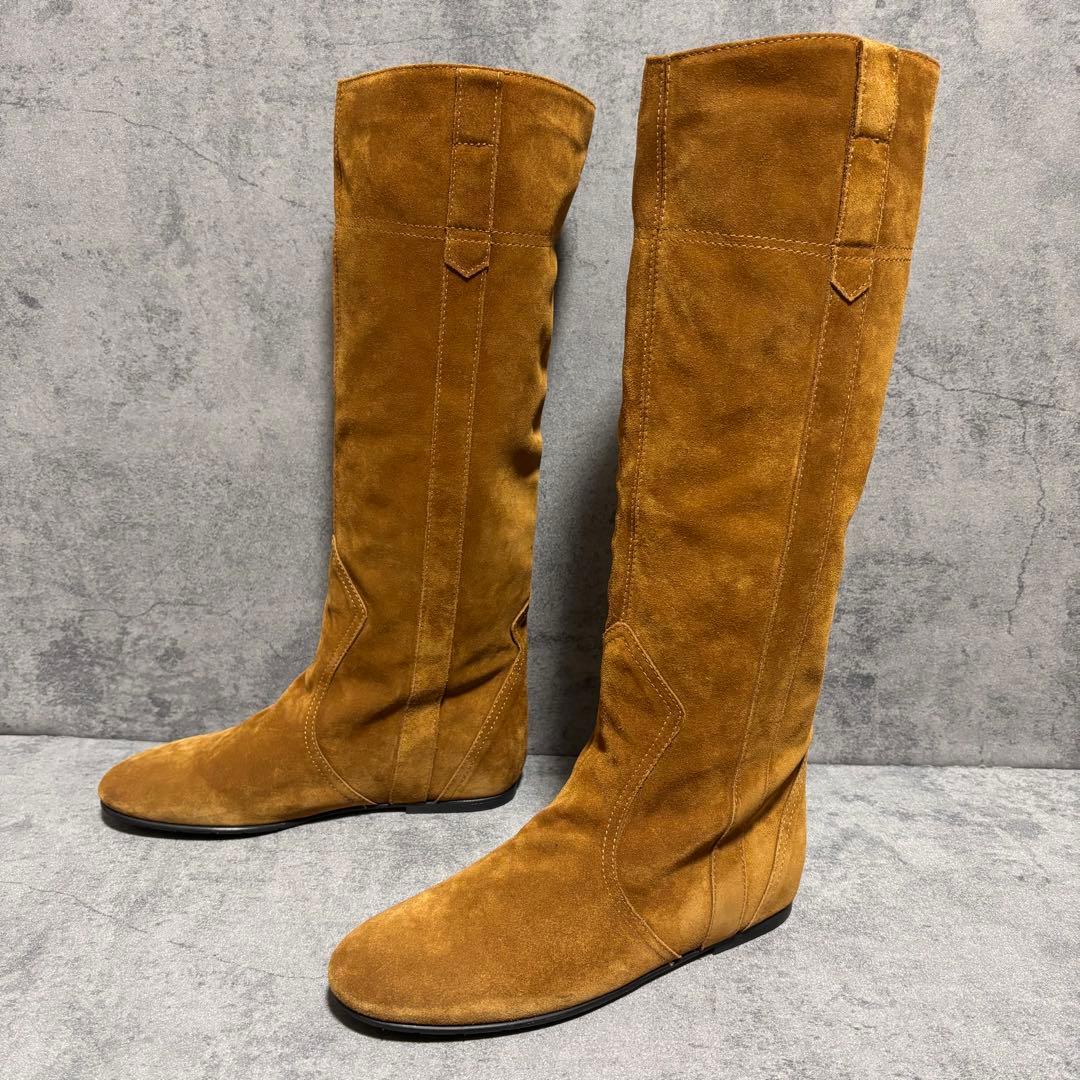 新品　ファビオルスコーニ　ロングブーツ　スエード　ベージュ　フラット　2146