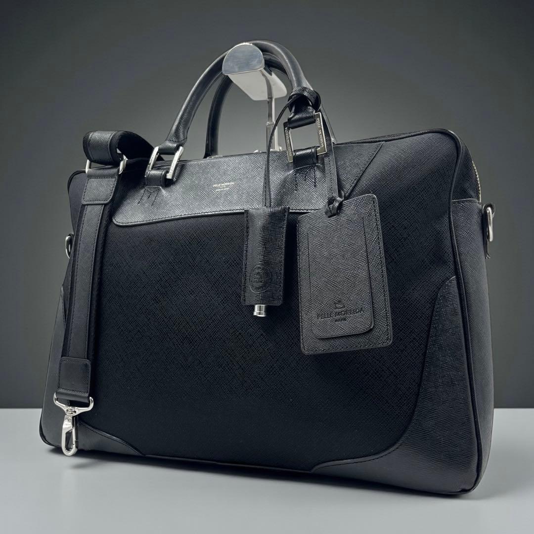 美品 ペッレモルビダ キャタピーノ ブリーフケース 2way ブラック レザー