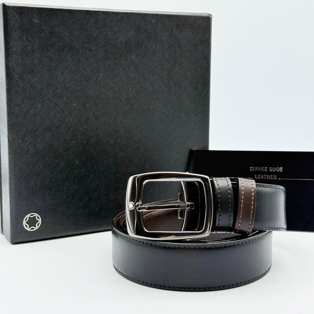 ✨美品✨モンブラン ベルト ホワイトスター ビジネス 紳士 純正ベルト 箱冊子付