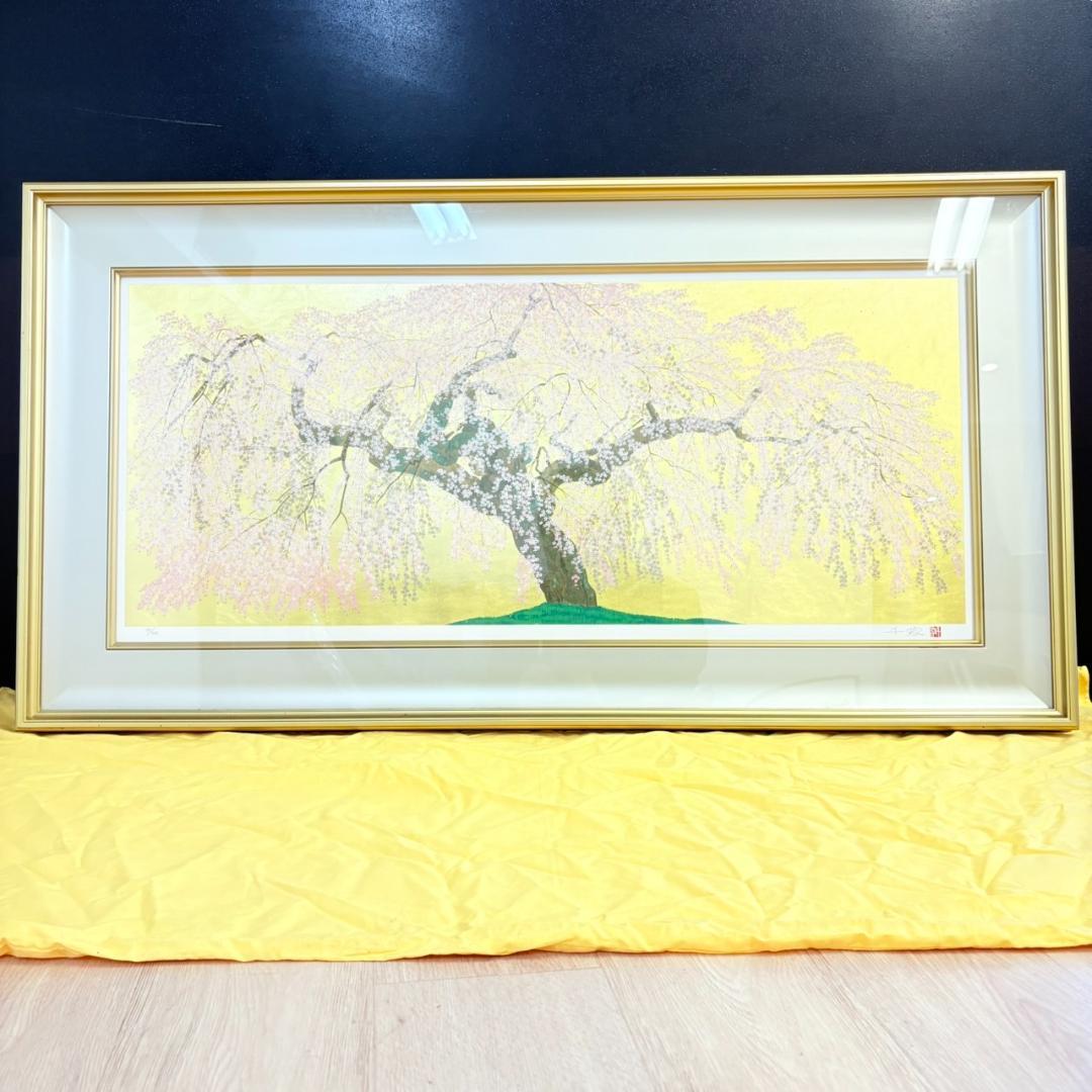 中島千波　光善寺の枝垂櫻　シルクスクリーン　限定200部　47/200