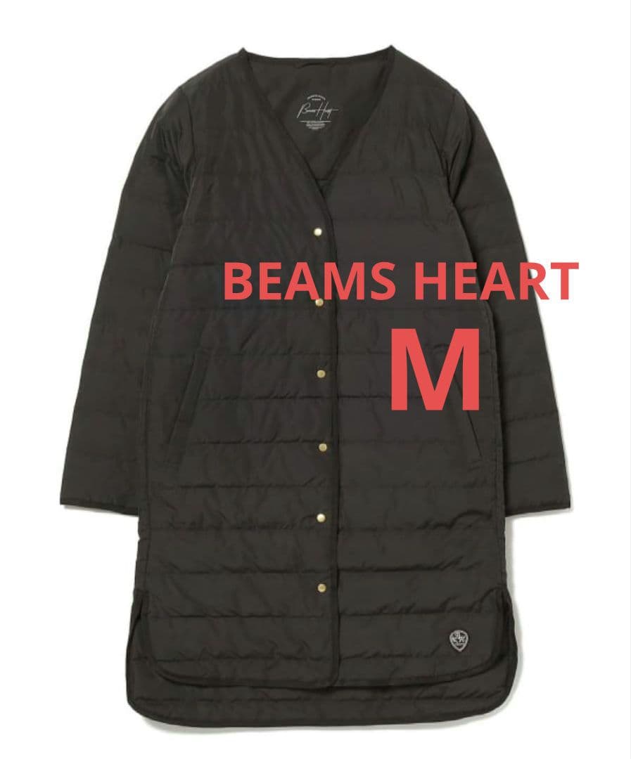 美品 BEAMS HEART フレンチ ロングダウンジャケット M 黒