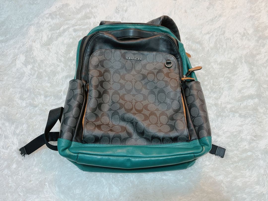 COACH リュック・バックパック シグネチャー ブラック/グレー/ターコイズ
