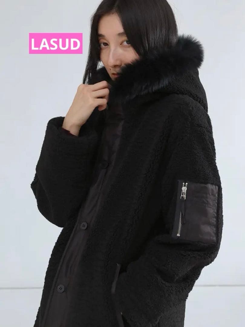オークション出品 LASUD ファーボアコート未使用品サイズ9号定価34000円 LASUD ファーボアコート アイボリー未使用品 サイズ9号 定価34000円