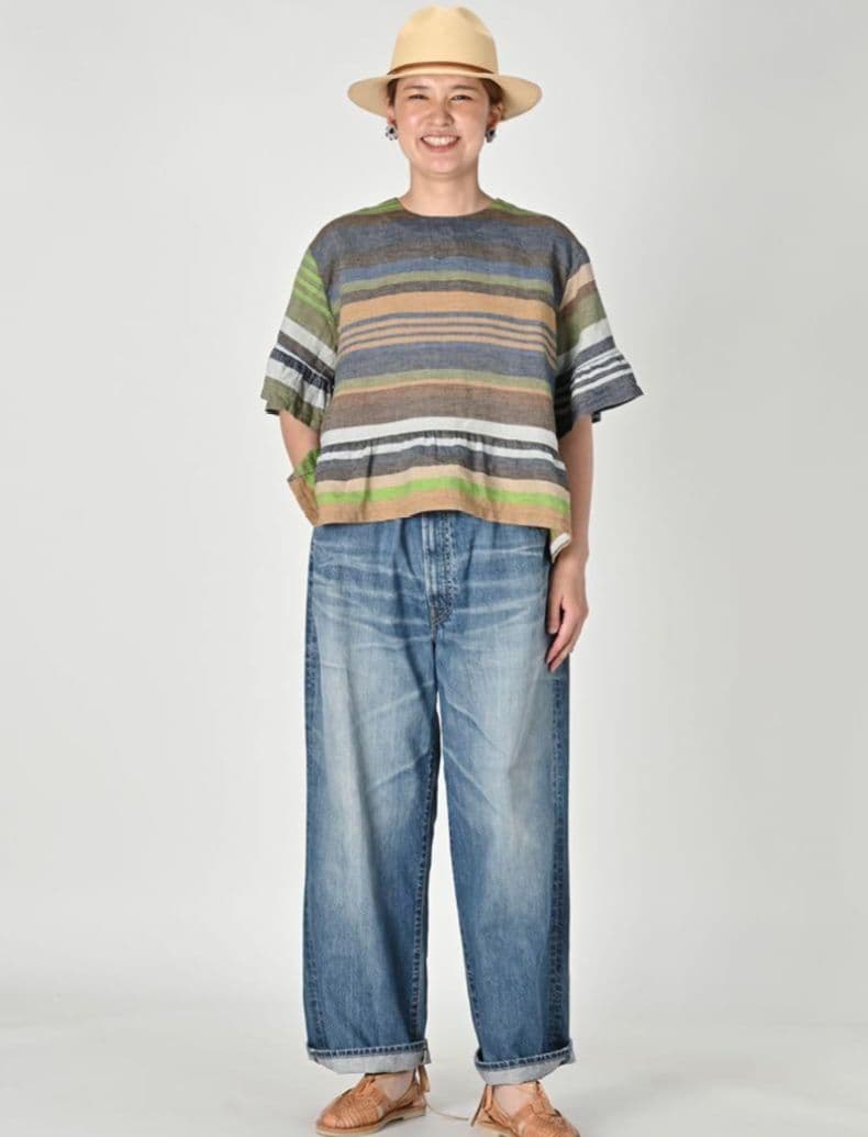 45R ライ麦デニムシャルロット5 重 希少サイズ38インチ カットオフ