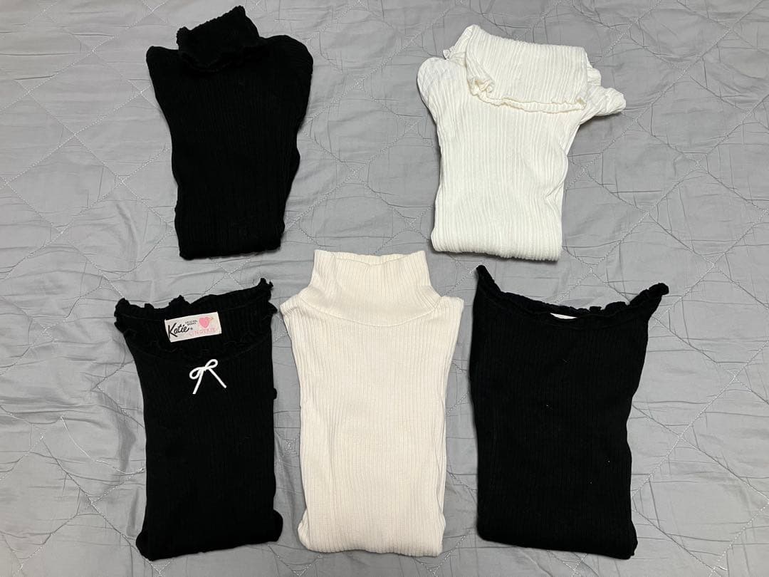 Katie Under pretties 5 枚セット　リブトップス KOBE LETTUCE（神戸レタス） トップス レディース ハイネック ツイード