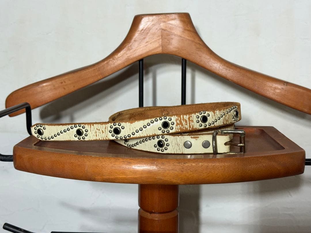HTC Leather Narrow Studs Belt スタッズベルト 白