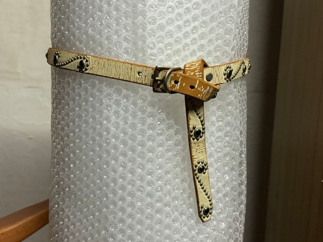 HTC Leather Narrow Studs Belt スタッズベルト 白