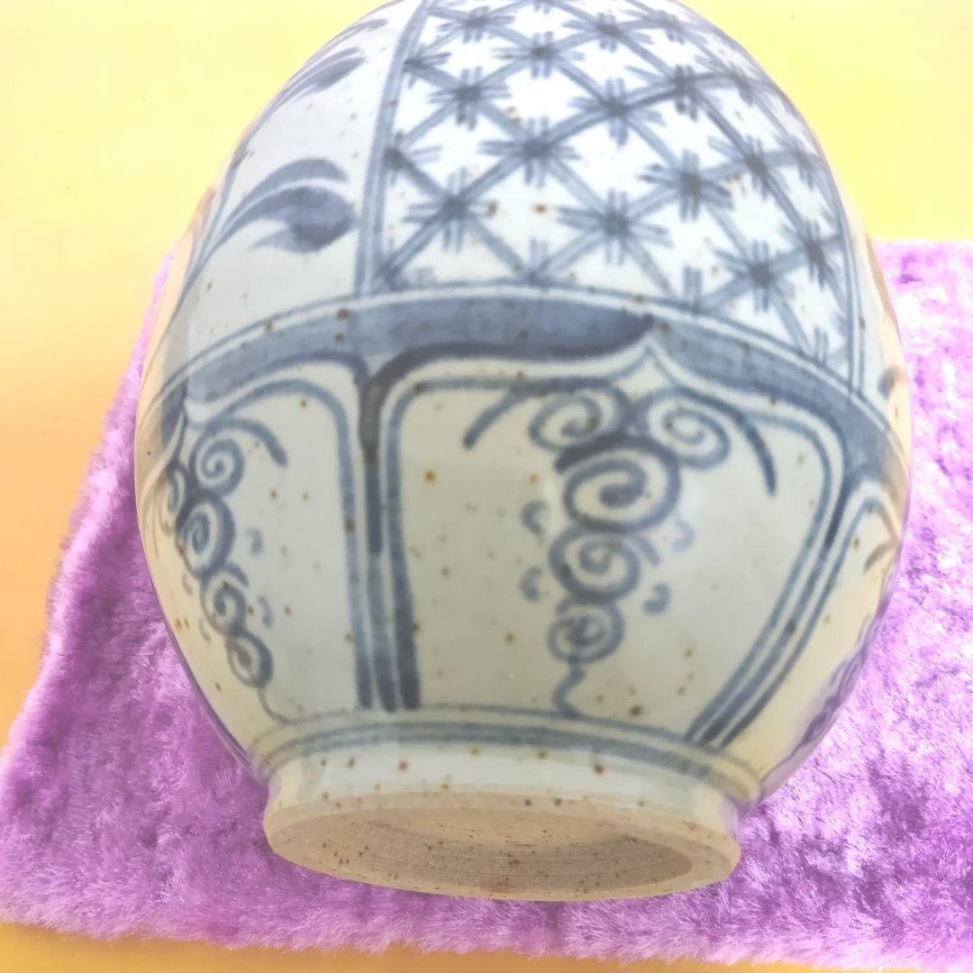 骨董品 萬古焼 華器 岸園山 花瓶 花器 花生 花入 呉須模様 - メルカリ