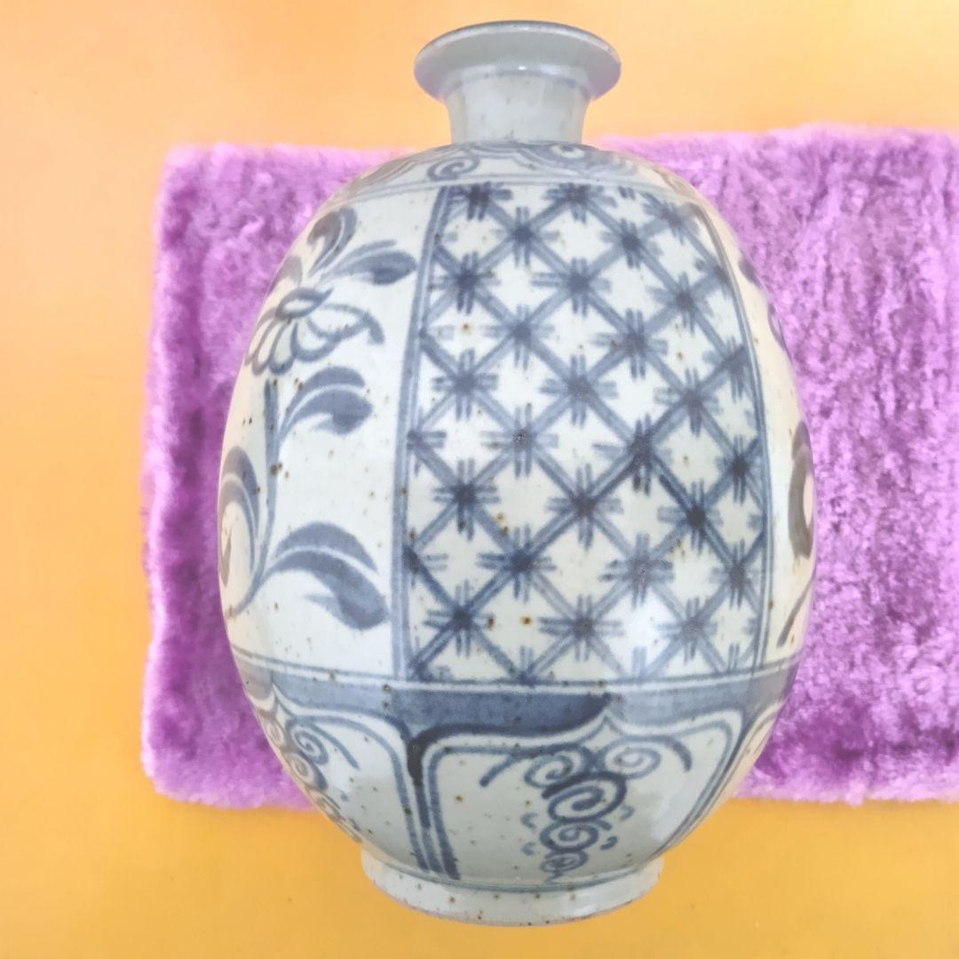 骨董品 萬古焼 華器 岸園山 花瓶 花器 花生 花入 呉須模様 - メルカリ