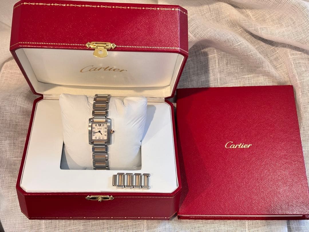 カルティエ 腕時計 タンクフランセーズシルバー 金K18PG コンビ11Pダイヤ