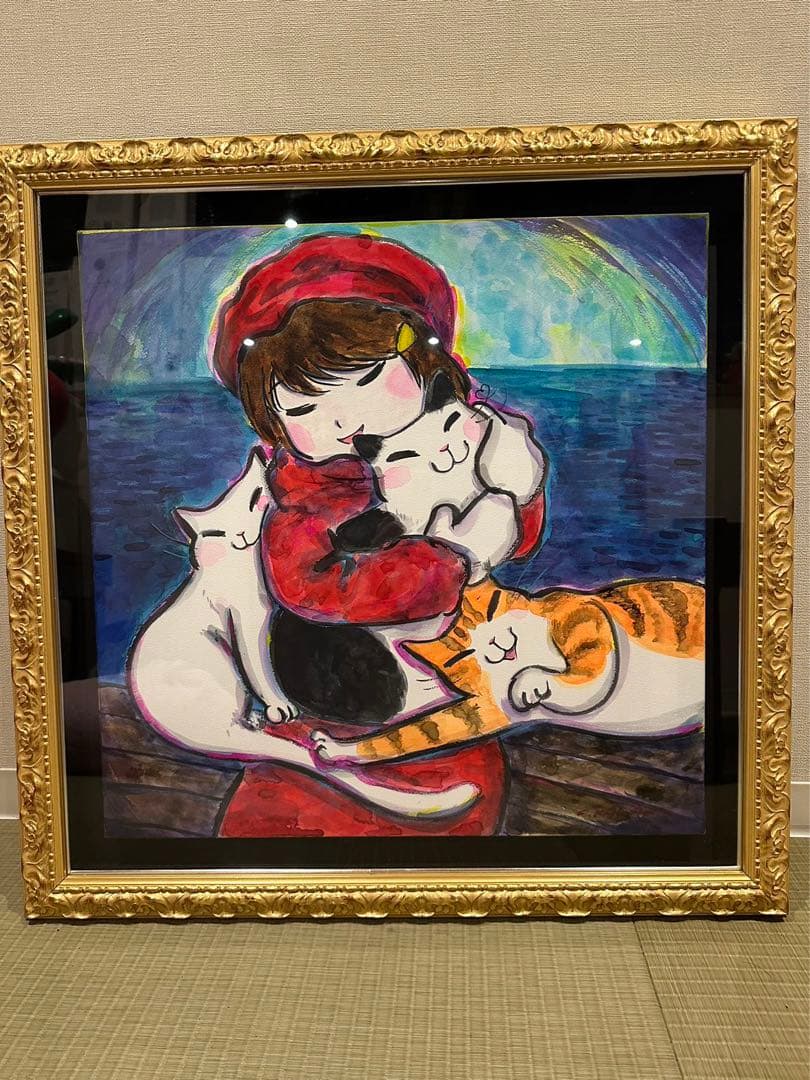 赤い服の少女 水彩画