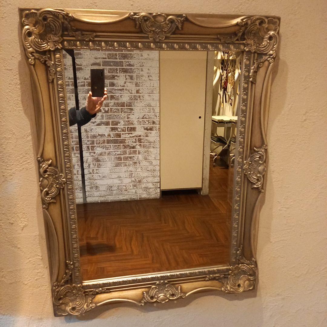 引取なら7380円！アンティーク調ミラー　ゴールド 楽天市場】アンティーク調 レクト ミラー フレーム （ホワイト
