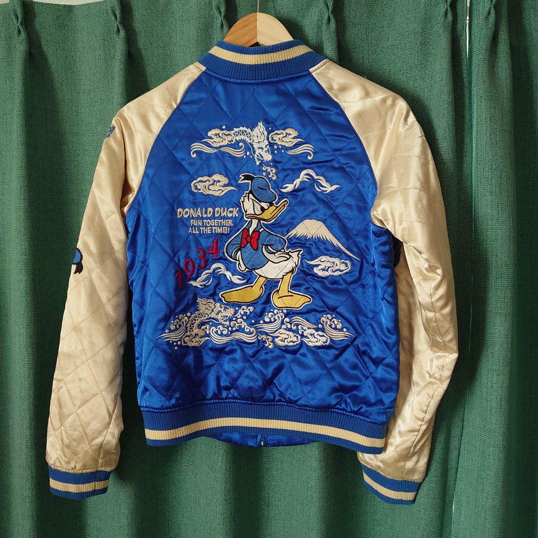 Disneyドナルドダックリバーシブル刺繍サテンスカジャンMディズニー