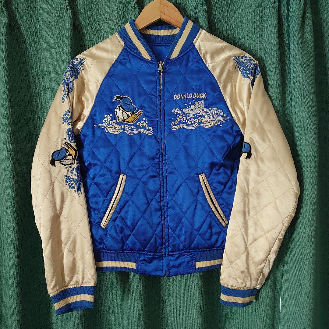 Disneyドナルドダックリバーシブル刺繍サテンスカジャンMディズニー