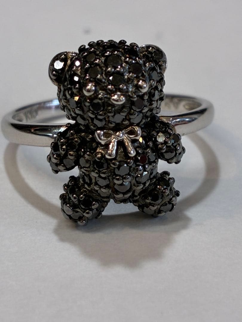 K10 ブラックダイヤ　ベアーモチーフリング