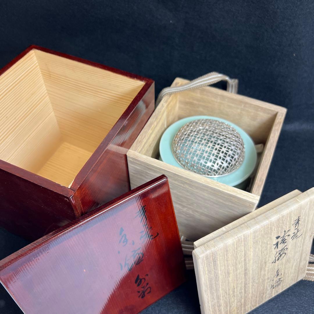 諏訪蘇山 銀火屋40g 青磁香炉 二重箱共箱 東Y8-0210☆2Fトニヒ - メルカリ