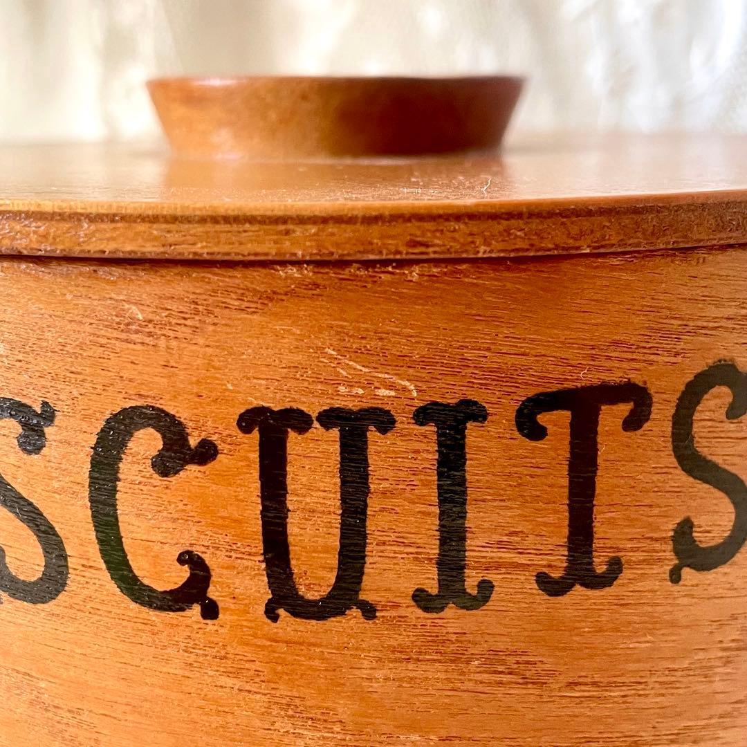 木製蓋付きビスケットジャー キャニスター入れ持ち手ハンドル