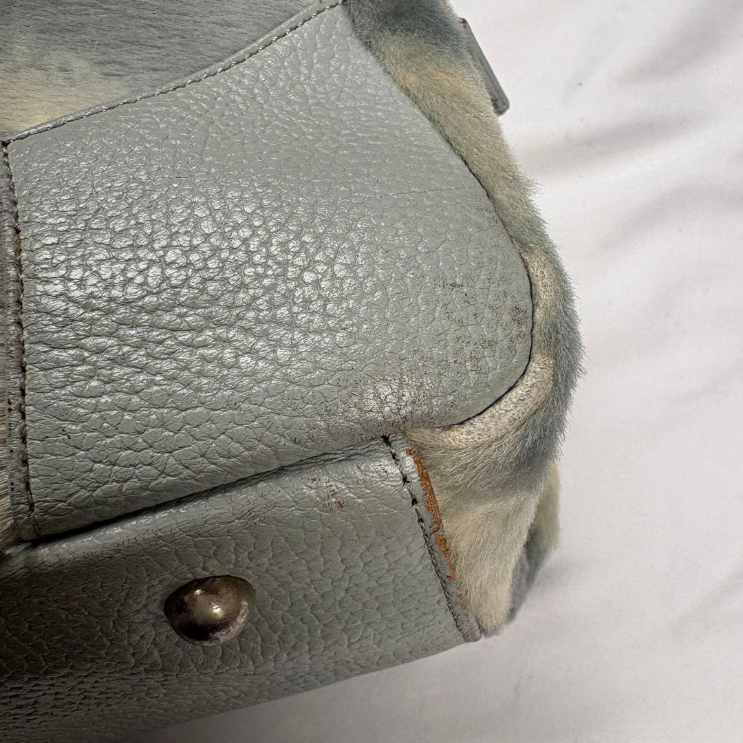 ヴィヴィアン ヤスミン ハンドバッグ レザー×ハラコ 肩掛 水色・グレー