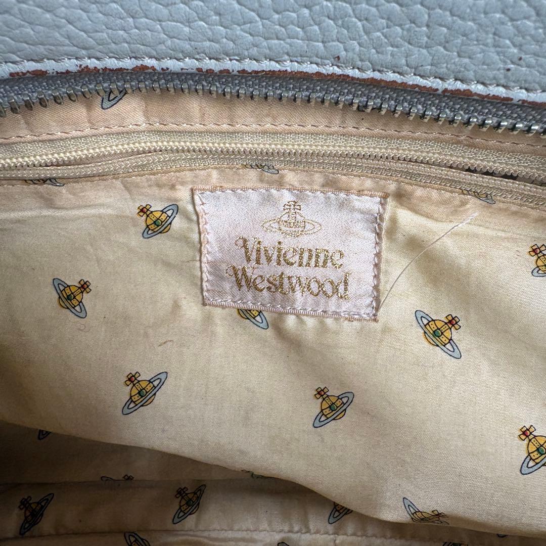 ヴィヴィアン ヤスミン ハンドバッグ レザー×ハラコ 肩掛 水色・グレー