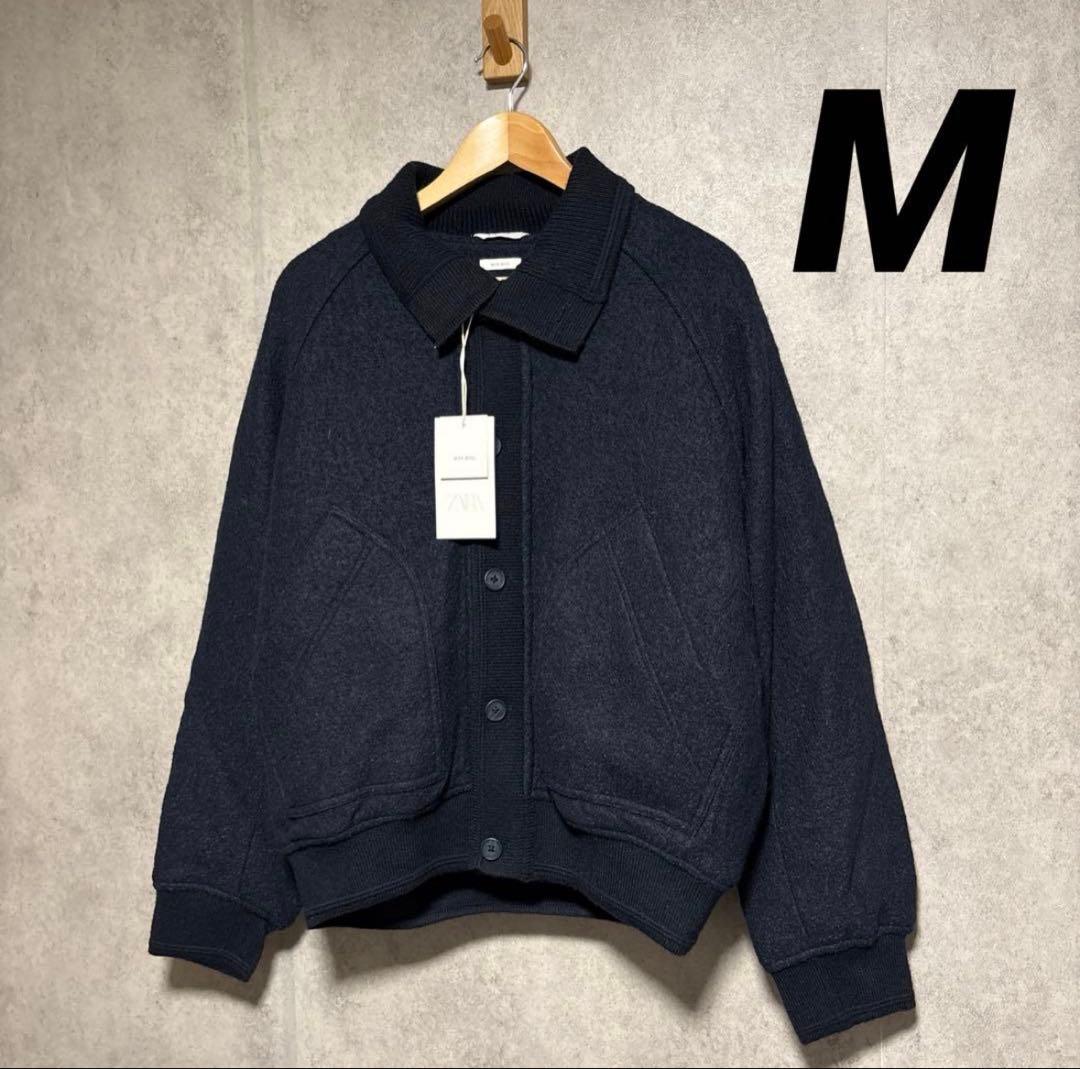 zara ザラ リブ襟切り替えジャケット M - メルカリ