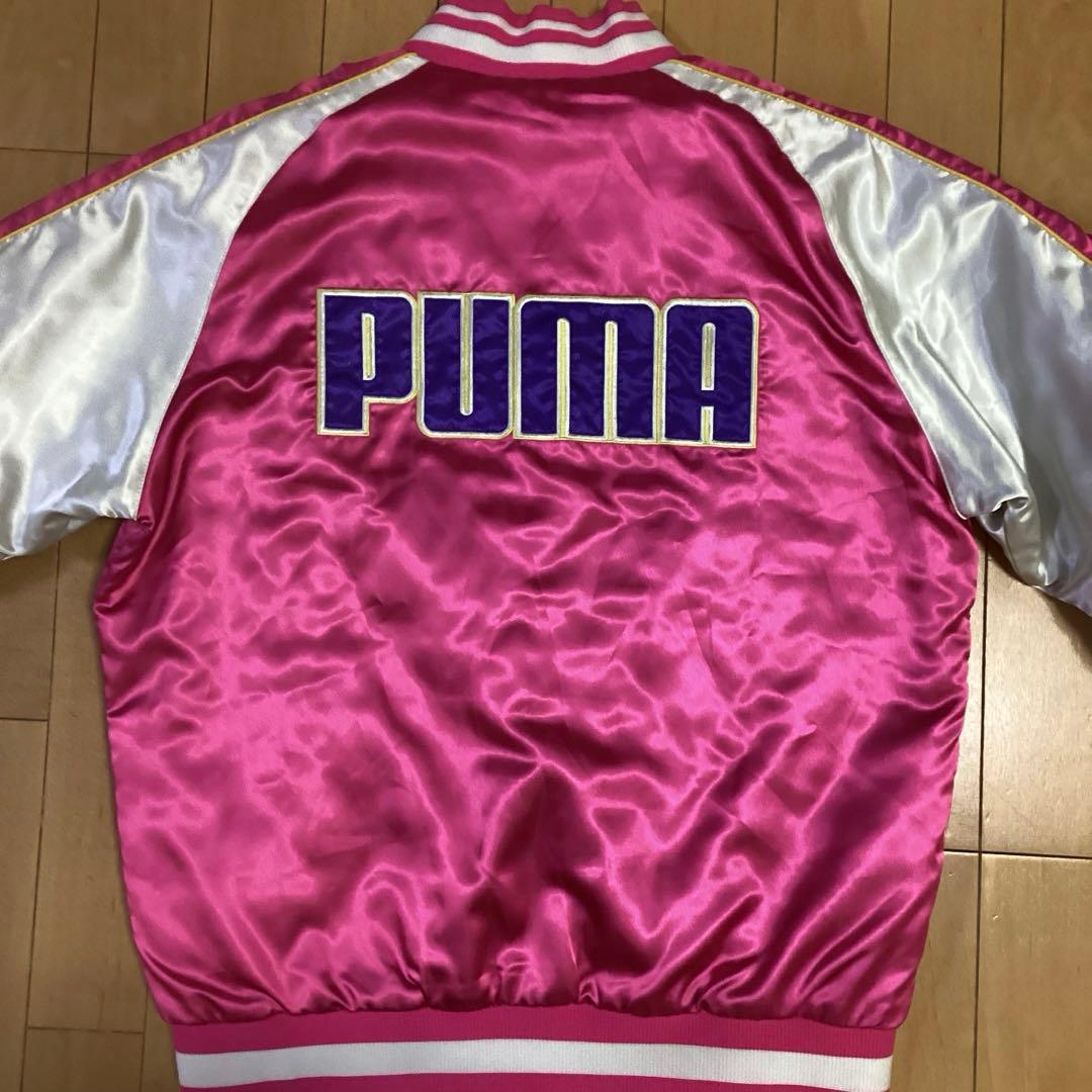 希少 PUMA プーマ スカジャン ジャンパー ロゴ刺繍 ピンク Mサイズ