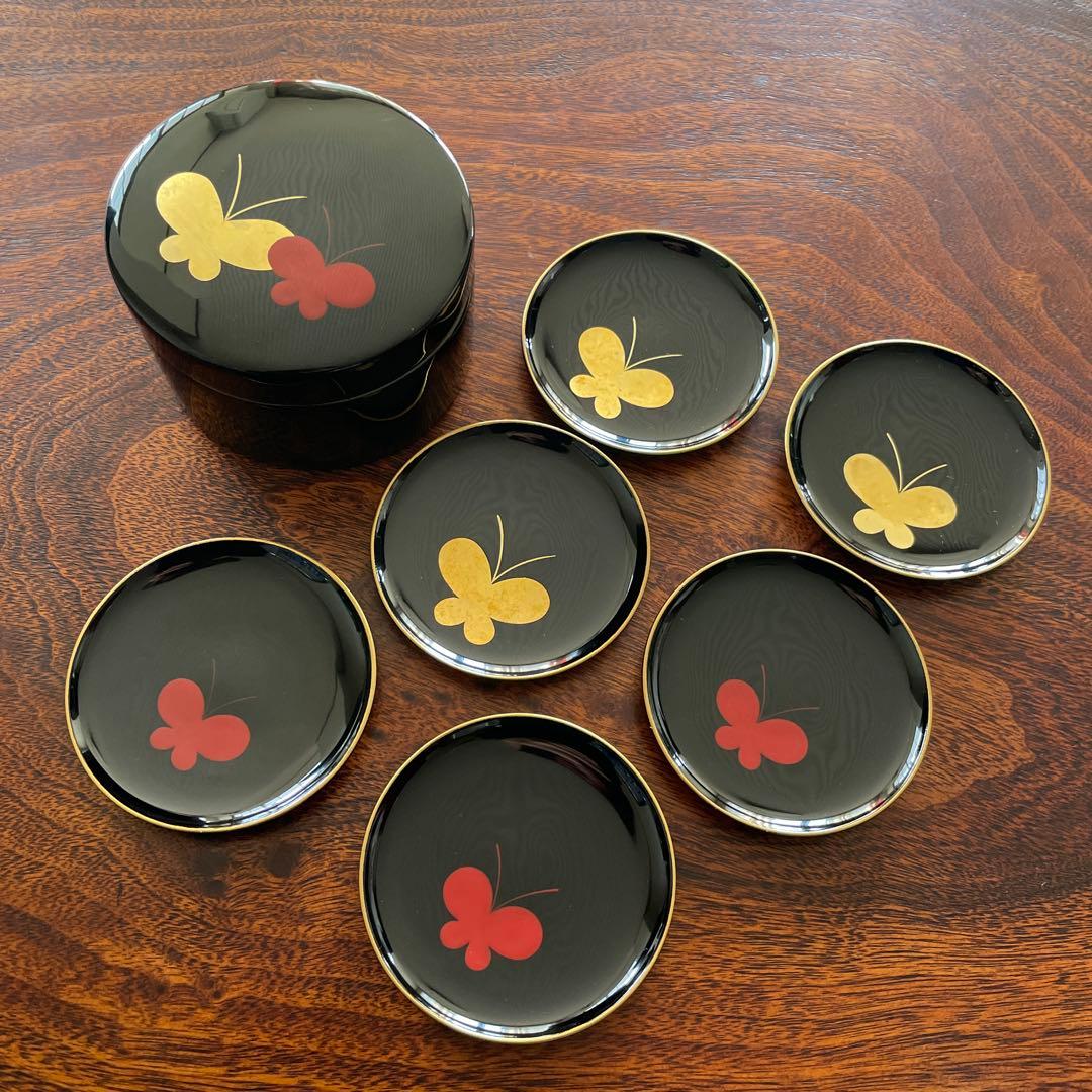 象彦 京漆器 蝶デザイン 久美皿 銘々皿 箱入り6枚セット - メルカリ