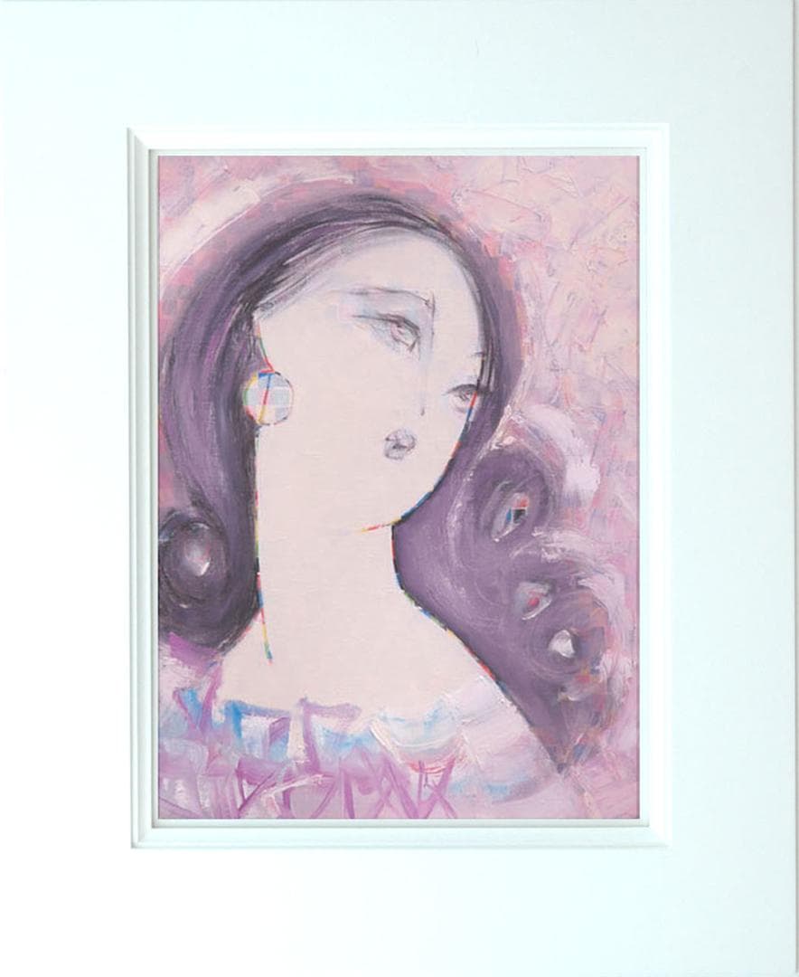 油絵 菅家令子 絵 絵画 インテリア 額付(白) F6-082111 人物 女性