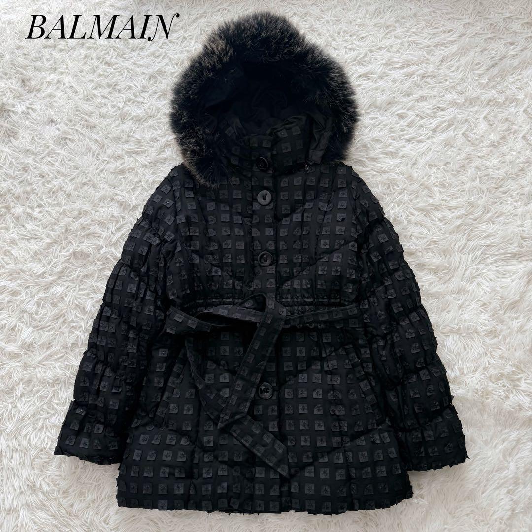 4WAY⭐︎BALMAIN立体総柄 軽量フォックス ファー ロゴボタン 高級ダウン バルマンBALMAIN フォックスファーダウンコート 黒 黒豹柄｜Yahoo