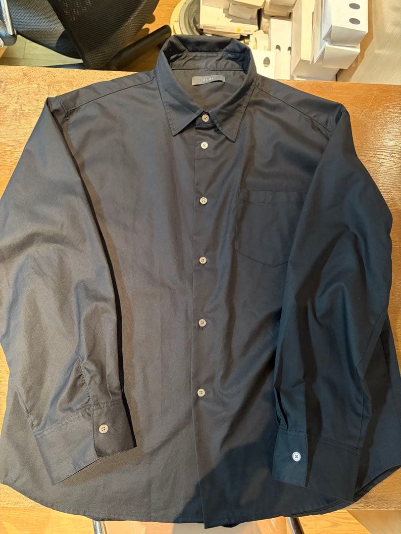 CLEL】ロイヤルオックスフォード レギュラーカラーシャツ ブラック M