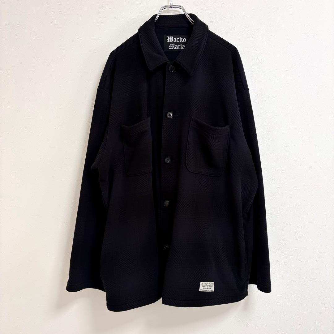 【極美品L】Wacko Maria チェック フリース シャツ ジャケット 黒系