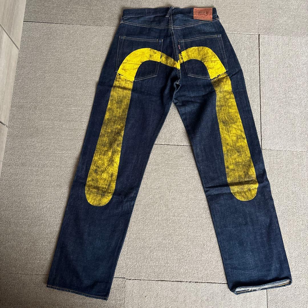 EVISU エヴィスジーンズ 黄色カモメペイント入り デニムパンツ2001年